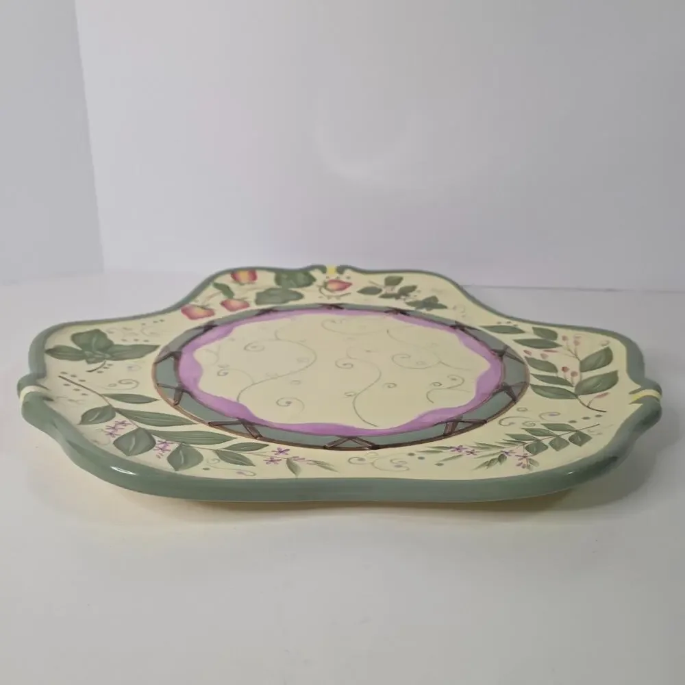 PartyLite Strawberry Fields Garden Lites Ceramic Candle Tray Platter